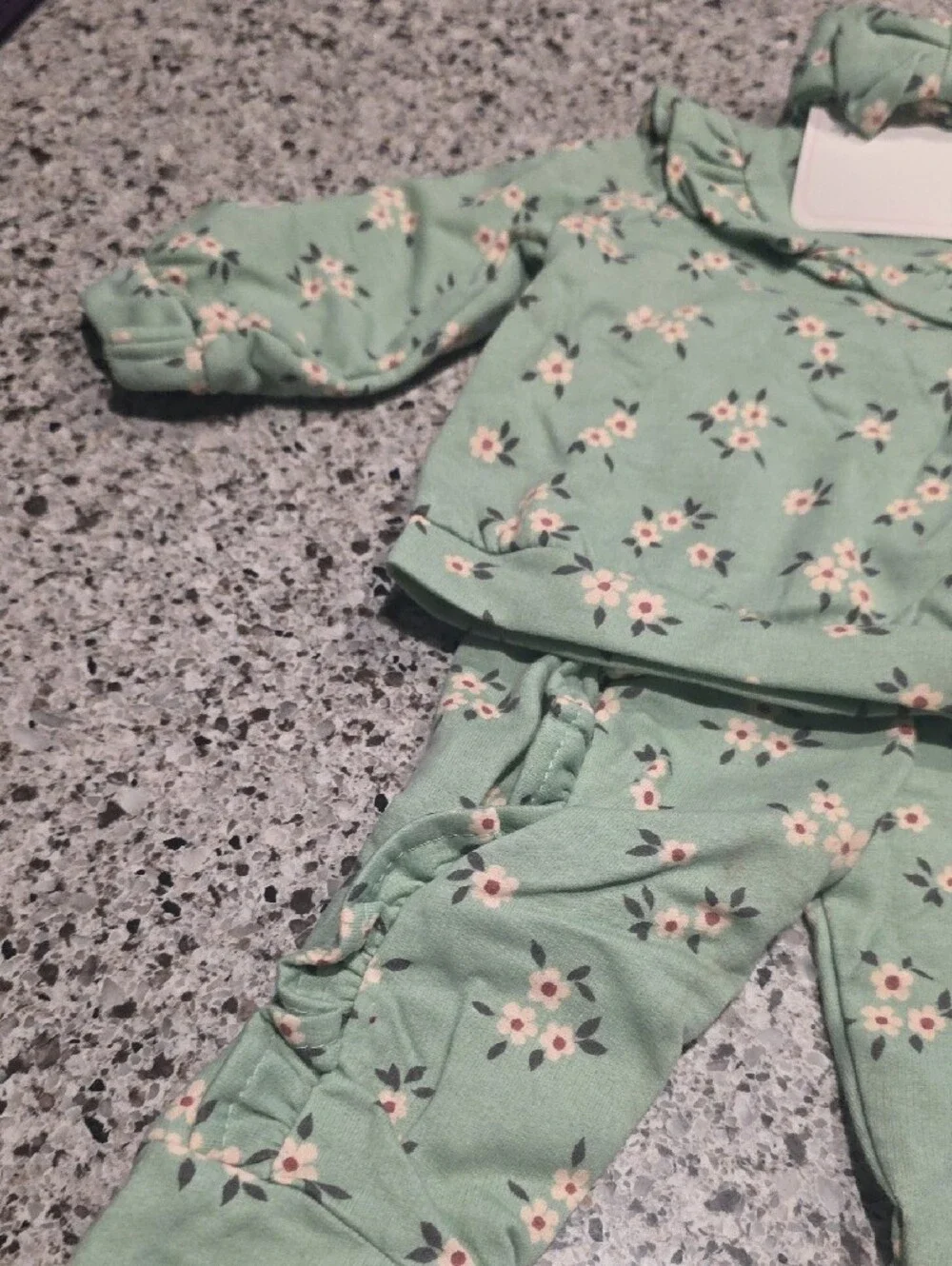 Nicole Miller Mint Green Floral Ruffle Pajama Set with Headband